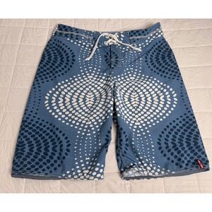 Tommy Bahama Relax Mens 32 Blue White Geometric Dot Mandala Board Shorts Swim